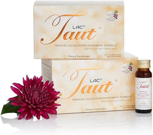 TAUT Liquid Collagen for Women – 13,000mg Marine Collagen Drink with Hyaluronic Acid, Grape Seed & Elastin – Visible Skin, Hair & Joint Support – 2 Box (8 Bottles Each)