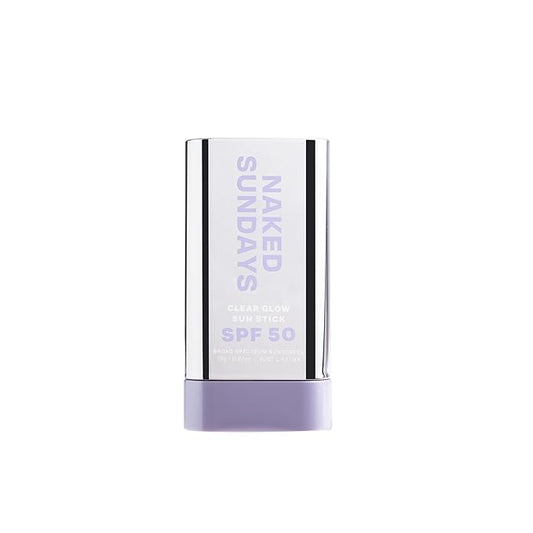 Naked Sundays SPF 50 Clear Glow Sun Stick – Invisible, Unscented Face & Body Sunscreen for All Skin Types | Broad Spectrum, Quick & Easy Application, Travel-Friendly, 19g