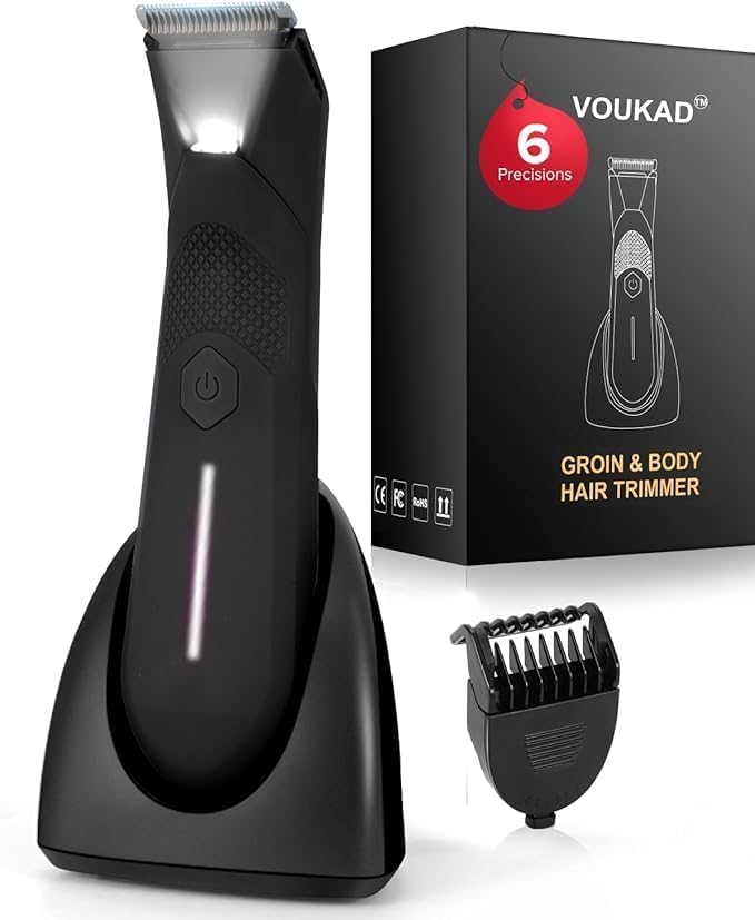 Personal Hair Trimmer for Women and Men, Pubic Body Groomer, Waterproof Hair Clipper for Private Areas/Full Body, Vaginal, Groin, Ball, Chest, Bikini, No Nicks or Cuts