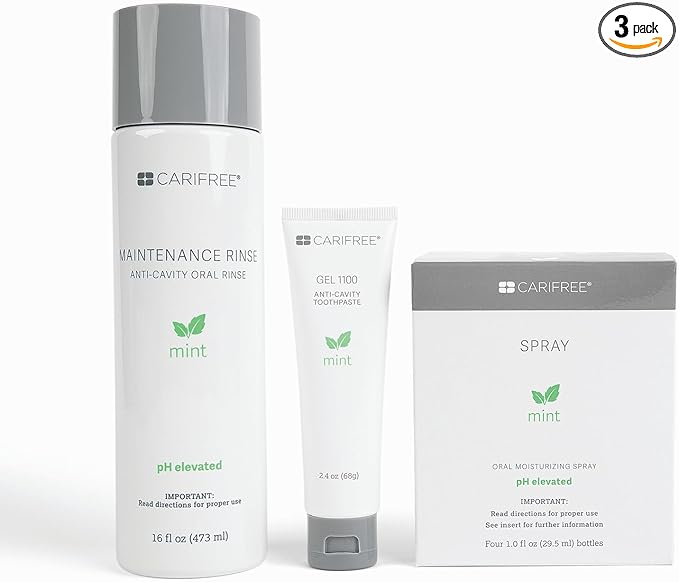 CariFree Maintenance & Prevention Starter Kit, Mint | Anti-Cavity Fluoride Toothpaste & Mouthwash Freshens Breath and Moistens Mouth | Dentist Recommended for Oral Care (3 Piece Set)