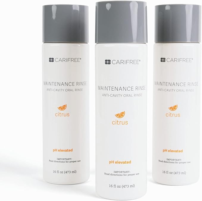 CariFree Maintenance Rinse, Citrus Flavored, Anti-Cavity Fluoride Mouthwash, Dentist Recommended, Prevents Oral Decay, Freshens Breath, Alcohol-Free, Neutralizes pH (16 Fl Oz (Pack of 4)