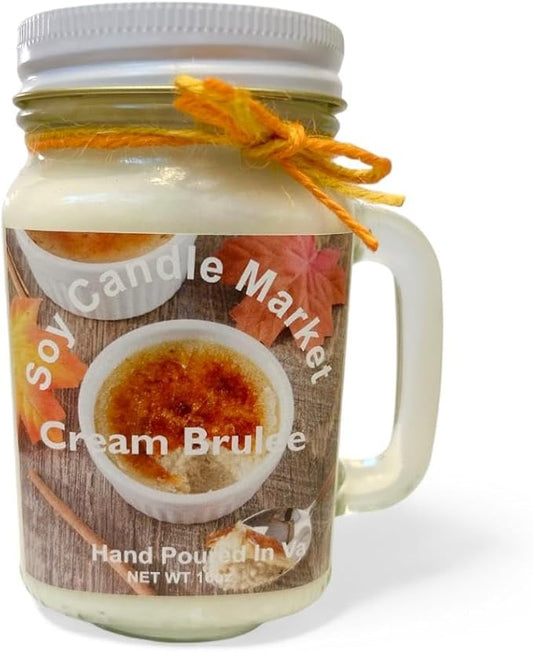 Soy Scented Candles | Handmade & Highly Aromatic Candles Burns Upto 85 Hours in Glass Jar - Perfect for Home Decor, Wedding, Birthday, Dinner (Cream Brulee, 12 oz)
