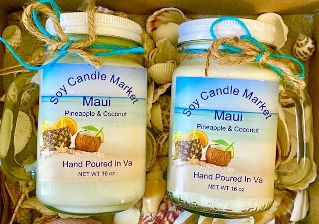 Soy Scented Candles | Handmade & Highly Aromatic Candles Burns Upto 85 Hours in Glass Jar - Perfect for Home Decor, Wedding, Birthday, Dinner (Maui, 16 oz)