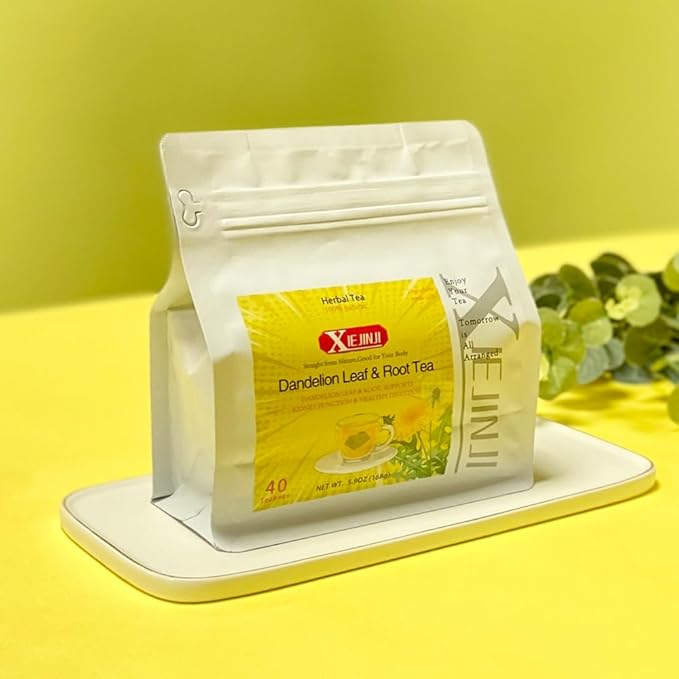 XIEJINJI Dandelion Tea, 100% Pure Dandelion Root & Leaf, 4.2g*40Count, Re-usable for Brew, Caffeine-Free Herbal Blend to Support Liver & Kidney Function, Eco-Conscious Tea Bags