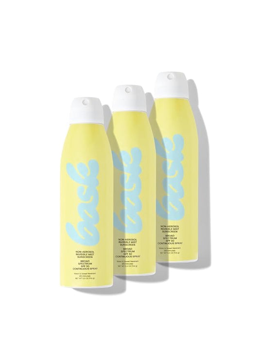 Bask Suncare SPF 30 Sunscreen Spray - Non-Aerosol, Broad Spectrum UVA/UVB Protection, Dermatologist Recommended, Moisturizing, Lightweight & Fast-Absorbing, 5.5 oz (Pack of 3)
