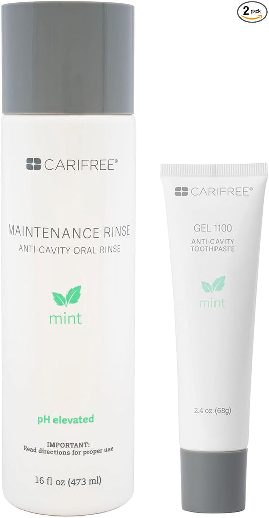 CariFree Maintenance & Prevention Kit, Mint | Anti-Cavity Fluoride Toothpaste & Mouthwash Freshens Breath and Moistens Mouth | Dentist Recommended for Oral Care (2 Piece Set)