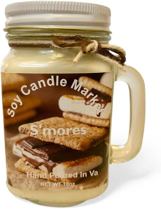 Soy Scented Candles | Handmade & Highly Aromatic Candles Burns Upto 85 Hours in Glass Jar - Perfect for Home Decor, Wedding, Birthday, Dinner (S'Mores, 16 oz)