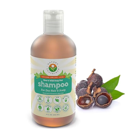 Nature Sustained Natural Shampoo for Dry Hair & Scalp - Organic, Raw & Wildcrafted w/Probiotics, Hypoallergenic, Hydrating Shampoo - 9 Oz