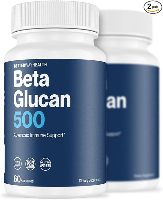 Better Way Health™ - Advanced Immune Readiness - Highly Purified 1,3/1,6 Beta Glucan 500 - Clinically Tested Immune Defense - 500mg/60 Capsules (Pack of 2)