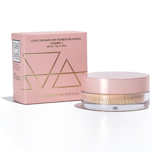 Loves-You-Back 3in1 Mineral Powder Foundation (CARAMEL 1) | Designed for acne-prone, sensitive skin reducing the appearance of acne and scars without layers | Vegan + Cruelty Free