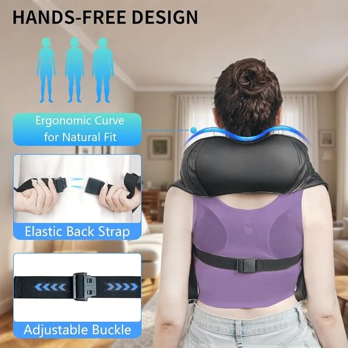 TISSCARE Shiatsu Neck Massager with Heat for Pain Relief, Deep Tissue 3D Kneading Electric Massager for Back, Shoulder, Leg, Plug-in for Home, Office, Car, Ideal Gift for Women Men Mom Dad