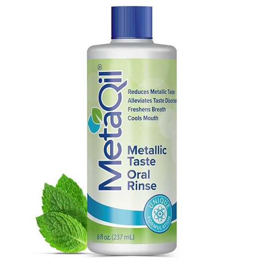 MetaQil Oral Rinse, Proven to Relieve Metallic, Bitter and Other Taste Disorders, Made from 8 Core Ingredients, Cools and Freshens Breath, Available in 8 oz Bottle, 1 Count