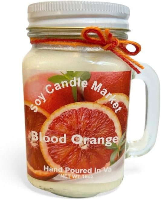 Soy Scented Candles | Handmade & Highly Aromatic Candles Burns Upto 85 Hours in Glass Jar - Perfect for Home Decor, Wedding, Birthday, Dinner (Blood Orange, 16 oz)