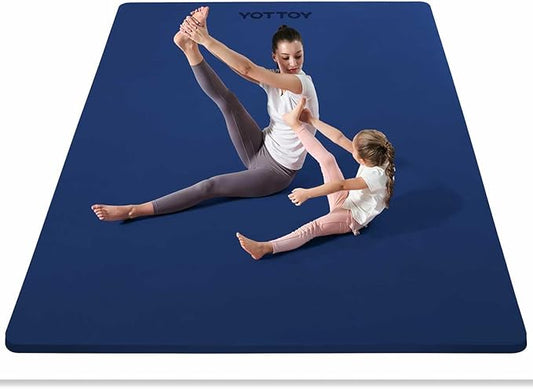 YOTTOY Large Yoga Mat (75 * 52 * 1/2inch),Extra Wide TPE Exercise Mat,Non-Slip Workout Mat for Pilates, Fitness, Barefoot, Home Gym Studio with Strap and Towel