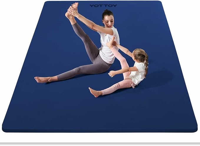 YOTTOY Large Yoga Mat (75 * 52 * 1/2inch),Extra Wide TPE Exercise Mat,Non-Slip Workout Mat for Pilates, Fitness, Barefoot, Home Gym Studio with Strap and Towel