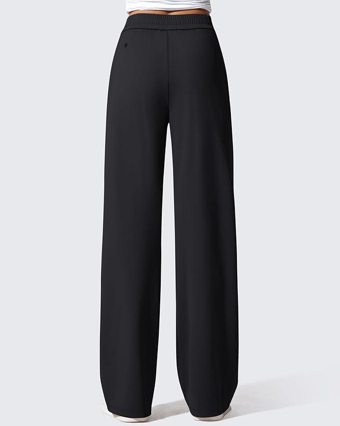 G4Free ShiftReady Women's Yoga Dress Pants with Pockets Wide Leg Business Casual Slacks High Waist Lounge Trousers