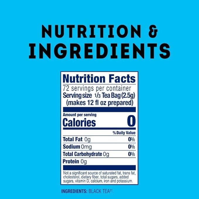 Lipton Unsweetened Iced Tea Bags, Family Size Zero Calories, 144 Total Tea Bags (24ct - Pack of 6)