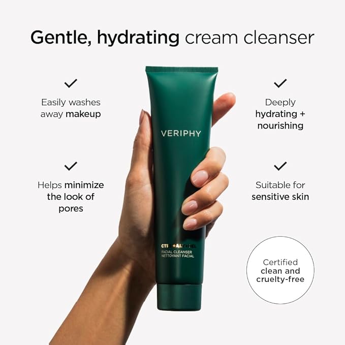 Veriphy CTRL+ALT+DEL Facial Cleanser – Hydrating Cream Cleanser with Hemp Seed Oil, Cucumber & Jojoba – Removes Makeup & Impurities – 150mL / 5 fl. oz.