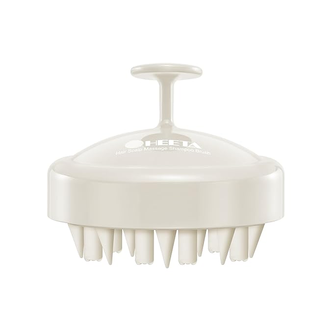 HEETA Hair Scalp Massager Brush, Updated Hair Shampoo Brush, Wet & Dry Scalp Exfoliator with Soft Silicone Bristles, Head Massager Washing Hair Care Tool for Women Men Kid, Bright Beige