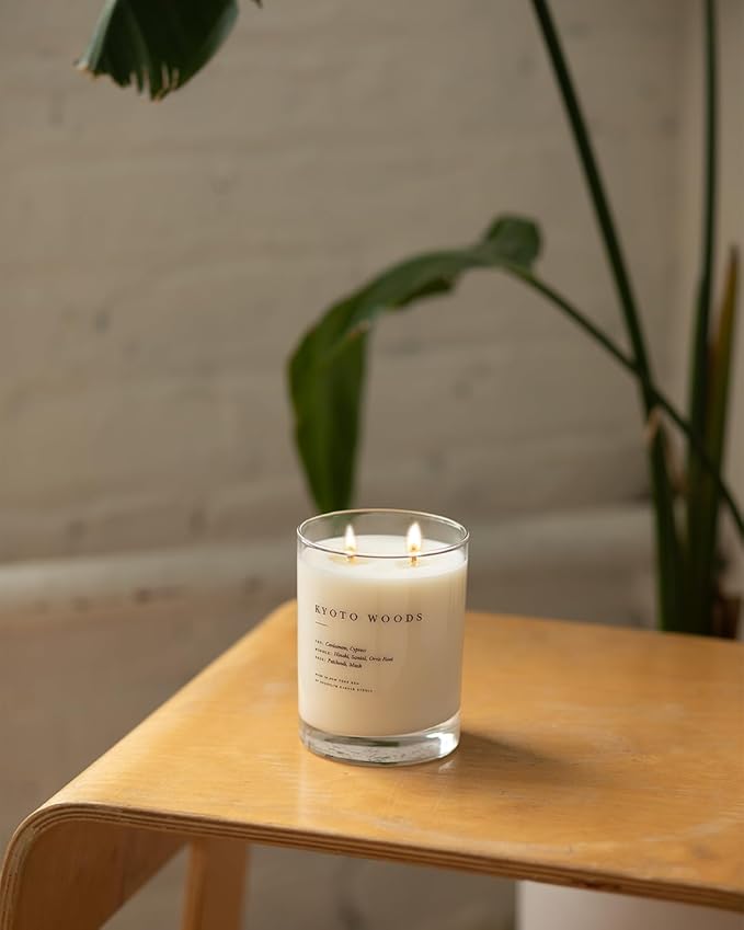 Brooklyn Candle Studio Kyoto Woods 2 Wick Candle – Luxury Scented Candle with Cypress, Hinoki & Santal – Vegan Soy Wax, Hand-Poured in The USA – 70-Hour Burn Time, 13oz