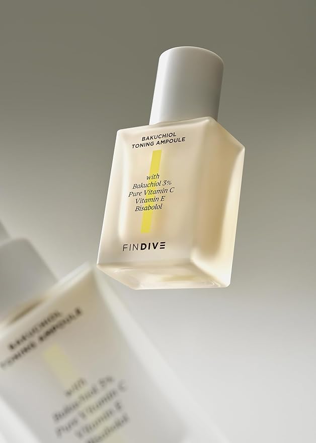 [FINDIVE OFFICIAL] Bakuchiol Toning Ampoule, 3% Bakuchiol, Plan-Based Retinal Alternative, Pure Vitamin C, Pure Vitamin E, Bisabolol, Brightning, Anti Wrinkle Serum, 1.01fl.oz