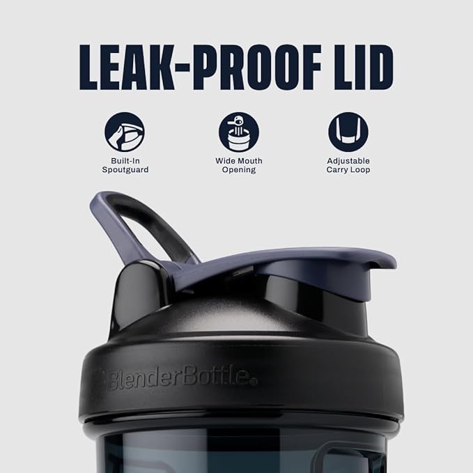 BlenderBottle Shaker Bottle Pro Series Perfect for Protein Shakes and Pre Workout, 24-Ounce, Black