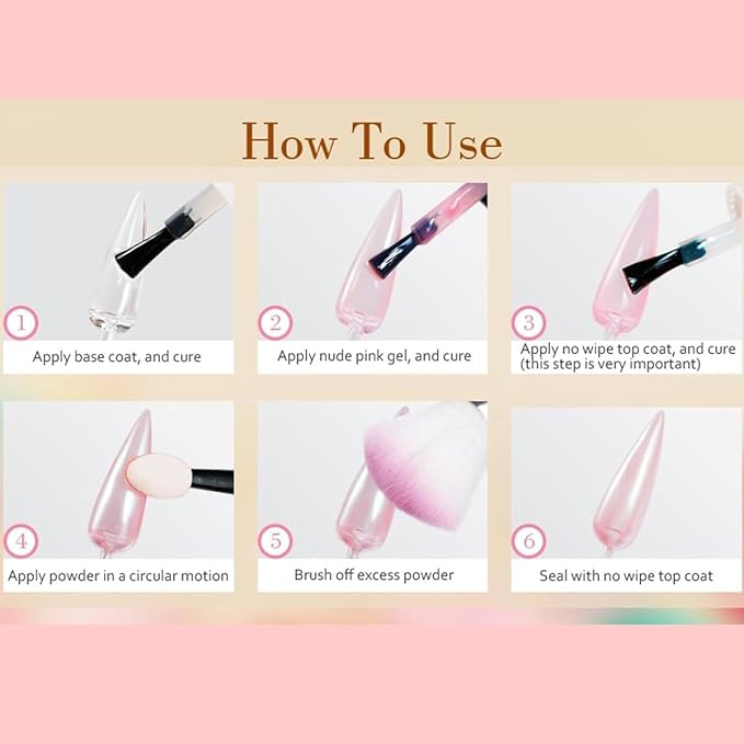 Chrome Nail Powder Set 6 Colors Nail Glitter Chrome Nail Powder Metallic Mirror Effect Brown Gold Purple Glitter Dust Powder Manicure Salon Supplies