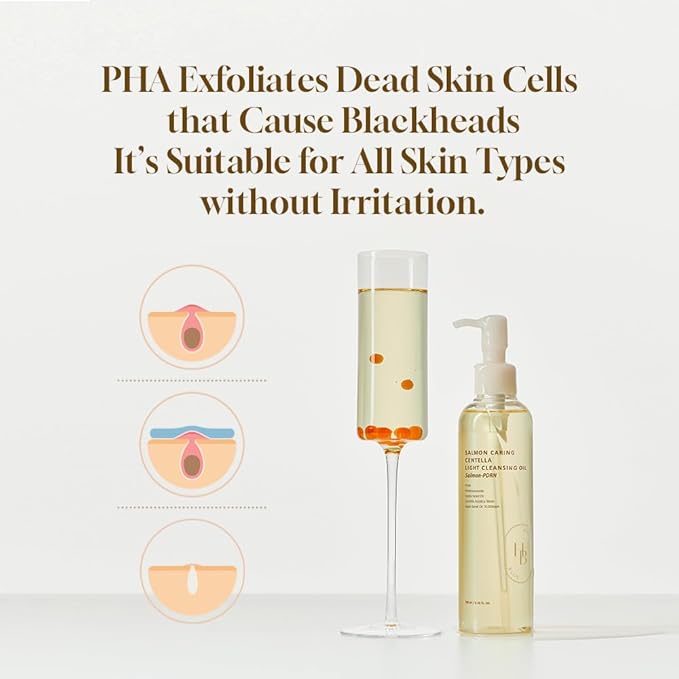 HEVEBLUE Salmon Caring Centella Light Cleansing Oil - Salmon PDRN, Salmon Egg Extract, Centella, Blackhead, Whitehead Removal, Pore Cleansing, Sensitive Skin, Korean Skincare