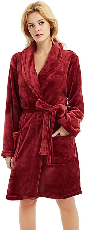 U2SKIIN Women Fleece Robe, Short Cozy Plush Robes for Womens Soft Shawl Collar Warm Spa Bathrobe