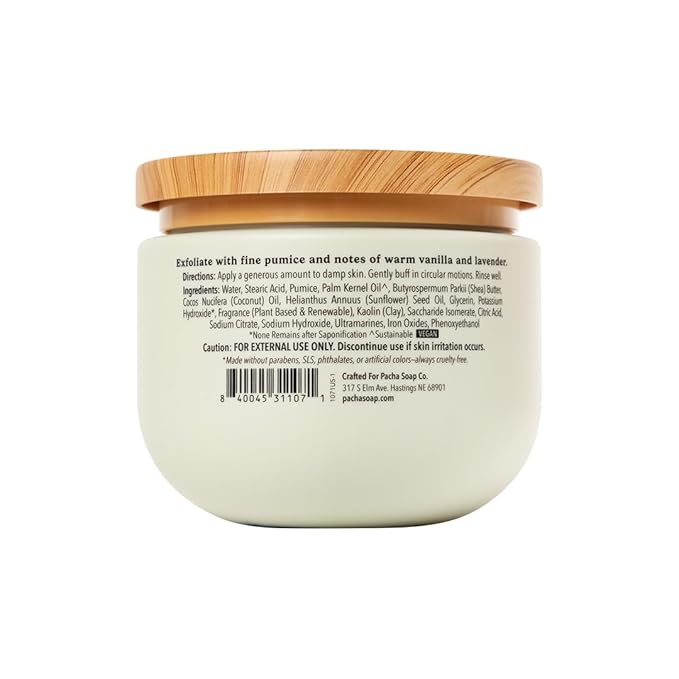 Pacha Soap Co. Whipped Cleansing Scrub, Vanilla & Sage - Premium, Handcrafted, Exfoliating Soap Scrub with Pumice for Face & Body, Soothing Essential Oils, Clean Ingredients 2-Pack (15 oz Each)