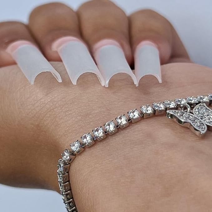 Kiara sky Nail Tips | C Curve Square Clear | 500 pieces | XXL Length | 10 Sizes