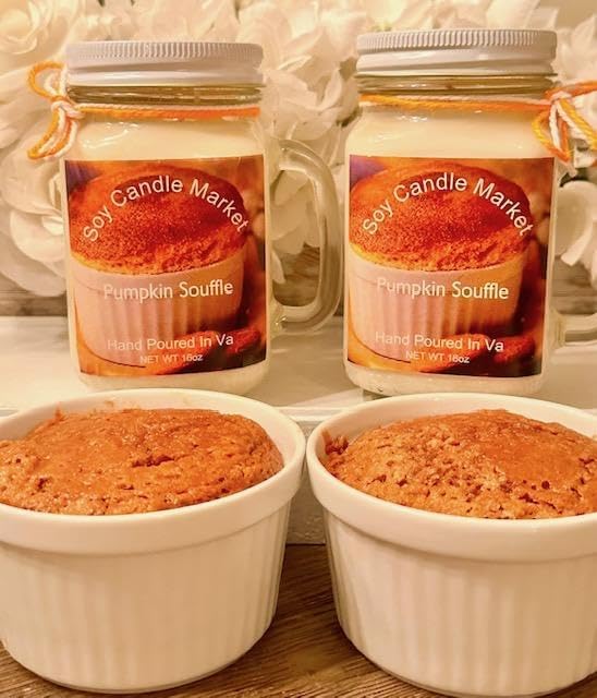 Soy Scented Candles | Handmade & Highly Aromatic Candles Burns Upto 85 Hours in Glass Jar - Perfect for Home Decor, Wedding, Birthday, Dinner (Pumpkin Souffle, 12 oz)