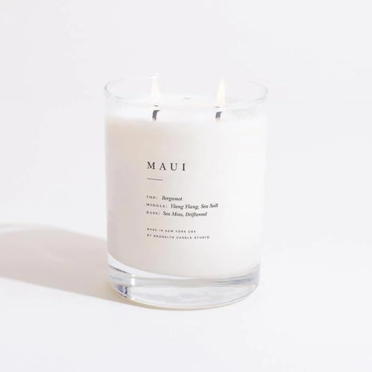 Brooklyn Candle Studio Maui Classic 2 Wick Candle - Luxury Scented Candle, Vegan Soy Wax, Hand Poured in The USA, 70 Hour Slow Burn Time - 13oz