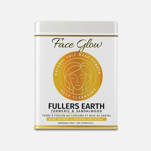Face Glow- Fuller’s Earth w/Turmeric & Sandalwood- 12 Individual Sachets of Multani Mitti (10 gm each)- Reusable Brush & Tray Included- Timeless Radiance- Face Mask for Healthy Looking Skin- Chemical