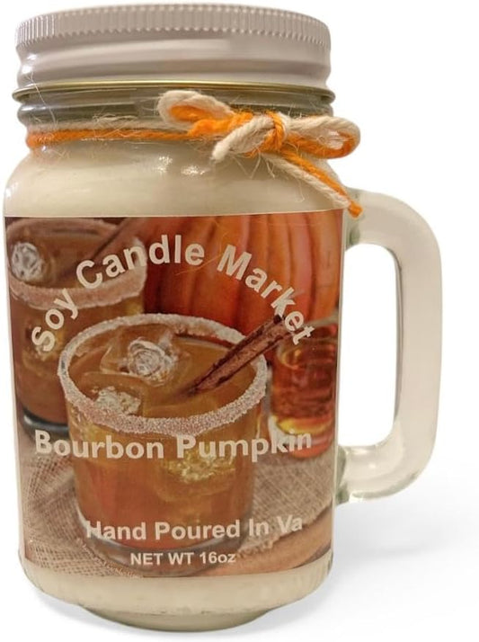 Soy Scented Candles | Handmade & Highly Aromatic Candles Burns Upto 85 Hours in Glass Jar - Perfect for Home Decor, Wedding, Birthday, Dinner (Bourbon Pumpkin, 12 oz)