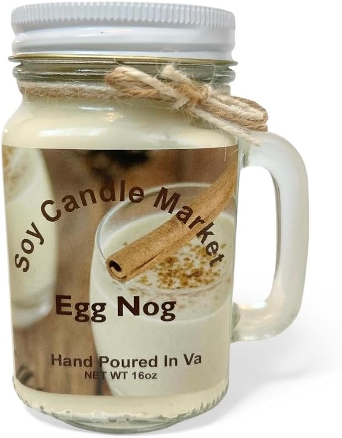 Soy Scented Candles | Handmade & Highly Aromatic Candles Burns Upto 85 Hours in Glass Jar - Perfect for Home Decor, Wedding, Birthday, Dinner (Egg Nog, 16 oz)