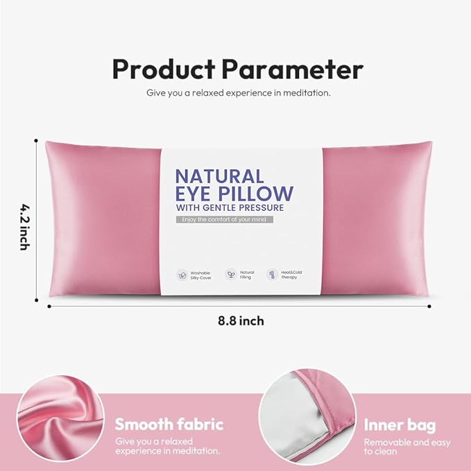 Eye Pillow for Yoga, Relaxation, Sleeping, Microwavable Weighted Eye Mask Heated for Meditation, Dry Eyes, Moist Heat Hot & Cold Eye Compress with Aromatherapy, No Scent (Pink)