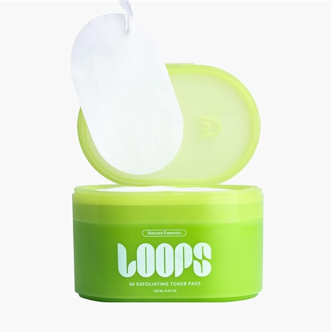 LOOPS Exfoliating Toner - Refine, Resurface, and Rebalance Skin - Pre-soaked Bamboo Pad - Skincare Toners for Face -Exfoliatings Treatment Toner -Exfoliating Pads