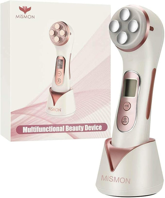 MiSMON Wrinkle Reduction Device, 5 in 1 Multifunction Facial Massager, High Frequency LED Skin Care Beauty Device, Skin Rejuvenation/Anti-Aging/Skin Tightening/Face Lifting/Face Cleansing