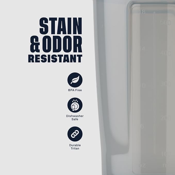 BlenderBottle Shaker Bottle Pro Series Perfect for Protein Shakes and Pre Workout, 24-Ounce, Full-Color Grey