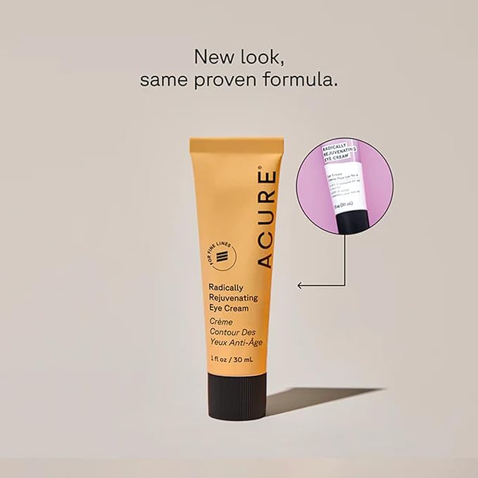 Acure Radically Rejuvenating Eye Cream - Under Eye Cream for Dark Circles & Wrinkles, Firming & Hydrating Treatment to Brighten, Anti Aging Moisturizer for Hydration with CoQ10-1 fl oz (2 Pack)