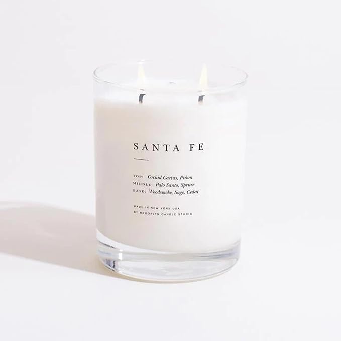 Brooklyn Candle Studio Santa Fe Classic 2 Wick Candle - Luxury Scented Candle, Vegan Soy Wax, Hand Poured in The USA, 70 Hour Slow Burn Time - 13oz