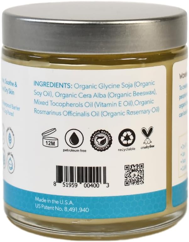 Waxelene Original Aerated Balm, Travel Jar, Organic Multipurpose Ointment the Petroleum Jelly Alternative Eczema Dry Sensitive Skin Face Moisturizer