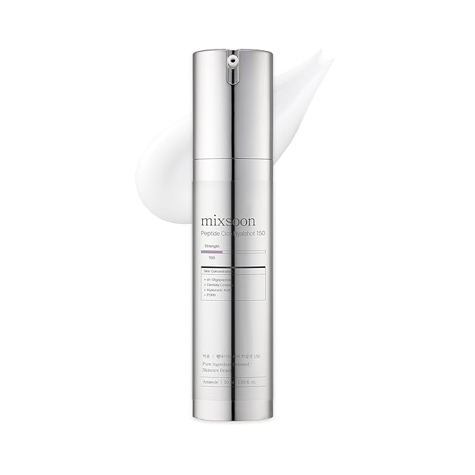 mixsoon Peptide Cica Hyalshot 150, 1.69 Fl. Oz / 50ml Centella Asiatica, Hyaluronic Acid for Sensitive Skin Lightweight & Fragrance-Free Korean Glass Skin Care