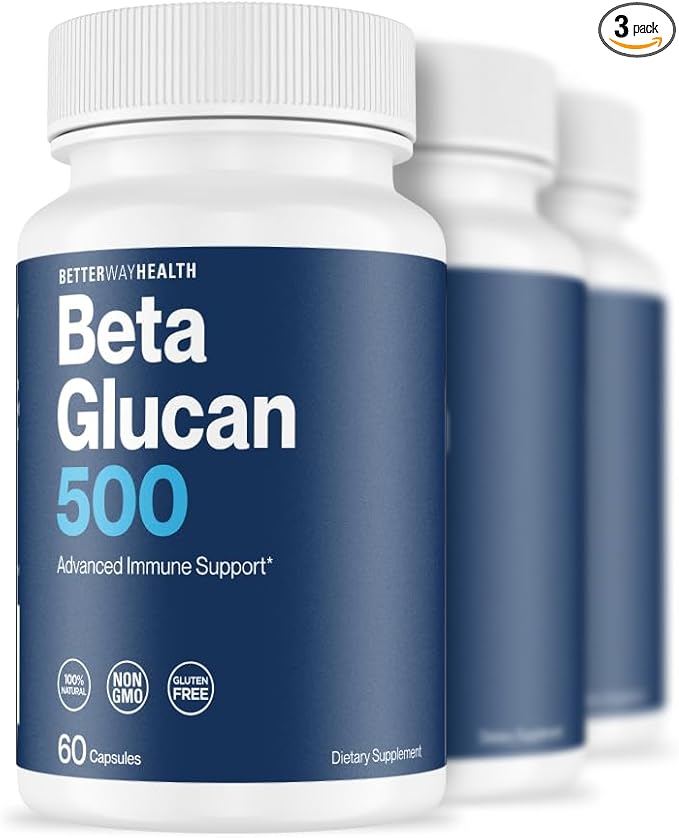 Better Way Health™ - Advanced Immune Readiness - Highly Purified 1,3/1,6 Beta Glucan 500 - Clinically Tested Immune Defense - 500mg/60 Capsules (Pack of 3)