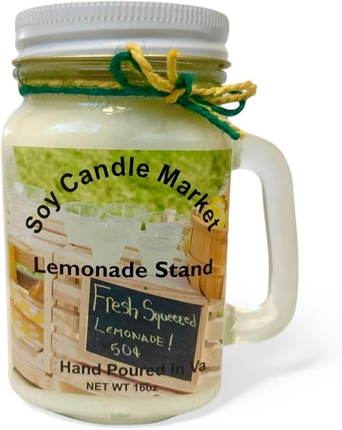 Soy Scented Candles | Handmade & Highly Aromatic Candles Burns Upto 85 Hours in Glass Jar - Perfect for Home Decor, Wedding, Birthday, Dinner (Lemonade Stand, 16 oz)