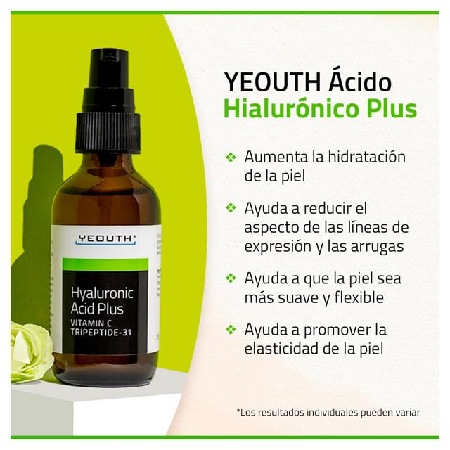 YEOUTH Hyaluronic Acid Serum for Face with Vitamin C, Hydrating Face Serum or Women & Men, Minimize the Look of Wrinkles, Patchy & Dull Skin 1oz