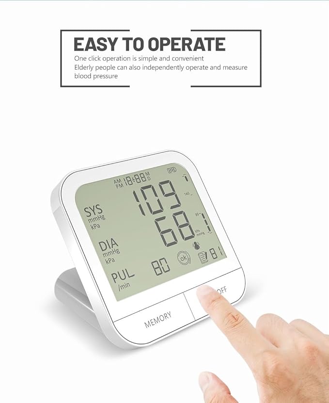 Arm Blood Pressure Monitor for Home Use ，23cm~47cm Adjustable Cuff, with 99 Memory Storage, High Accuracy Upper Arm Machine, 4.5Inch Large Screen，Voice Guidance Blood Pressure Machine