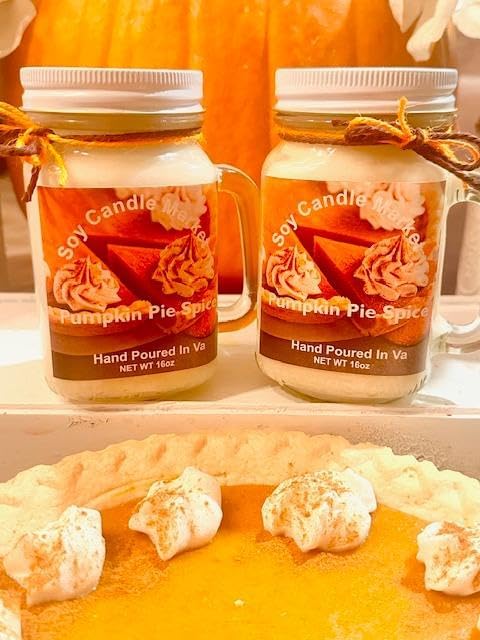 Soy Scented Candles | Handmade & Highly Aromatic Candles Burns Upto 85 Hours in Glass Jar - Perfect for Home Decor, Wedding, Birthday, Dinner (Pumpkin Pie Spice, 16 oz)
