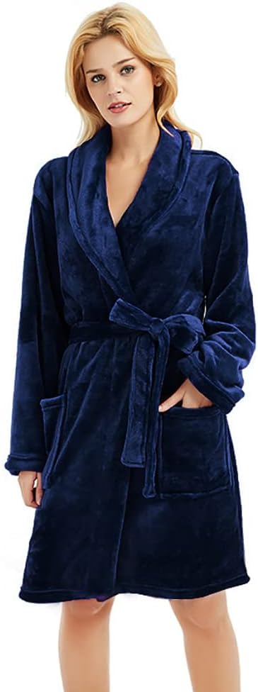 U2SKIIN Women Fleece Robe, Short Cozy Plush Robes for Womens Soft Shawl Collar Warm Spa Bathrobe